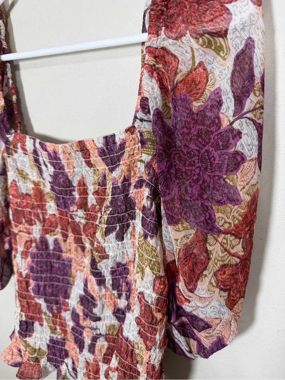 NWT Old Navy Floral Smocked Puff Sleeve Blouse Size Large Cottagecore Boho